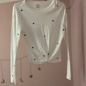 Vs PINK White and black long sleeve tee